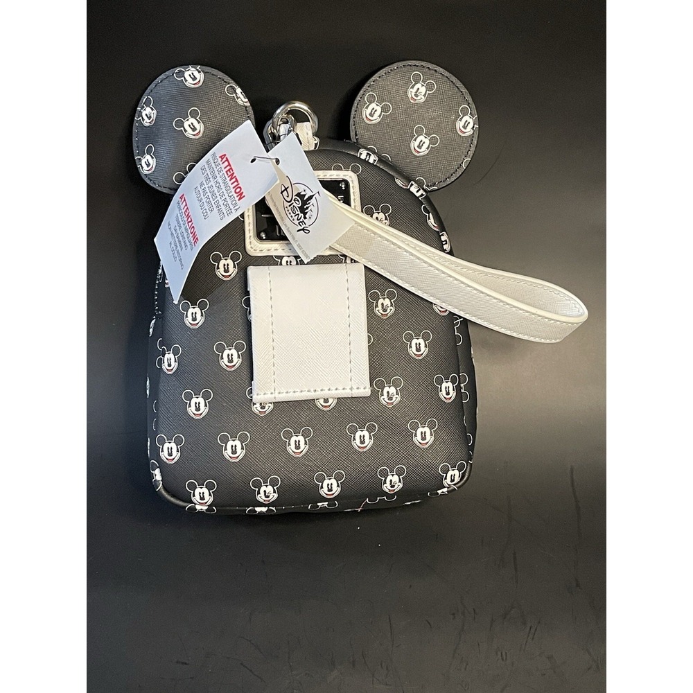 Disney Parks Loungefly Mickey Mouse Faces Mini Backpack Wristlet Black White NWT - Picture 5 of 11